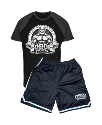 Black Raglan and Black Basketball Shorts Combo