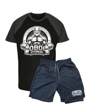 Black Raglan and Black Lycra Shorts Combo