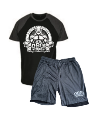 Black Raglan and Grey Shorts Combo