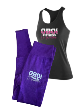 Black Stringer and Purple Bum Scrunch Leggings Combo