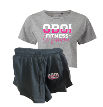 Grey Crop Top and Black Shorts Combo