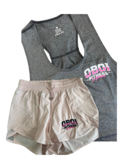 Grey Gym Vest and Pink Shorts Combo