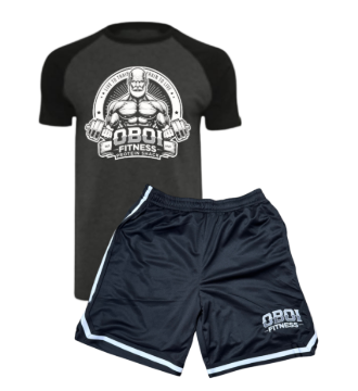 Grey Raglan and Black Basketball Shorts Combo