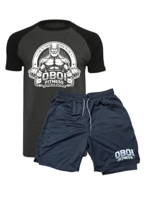 Grey Raglan and Navy Lycra Shorts Combo