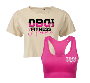 Nude Crop Top and Pink Sports Bra Combo