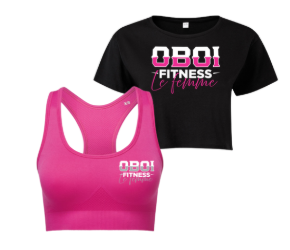 Black Crop Top and Pink Sports Bra Combo