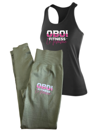 Black Stringer and Green Bum Scrunch Leggings Combo