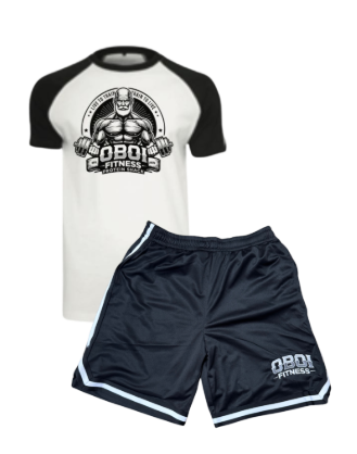 White Raglan and Black Basketball Shorts Combo