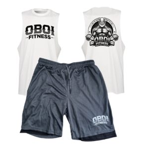 White Tank and Grey Lycra Shorts Combo